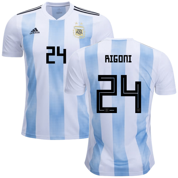 Argentina #24 Rigoni Home Kid Soccer Country Jersey - Click Image to Close